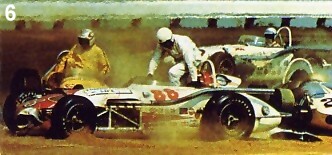 Hurtubise and Liguori scramble from their wrecked cars